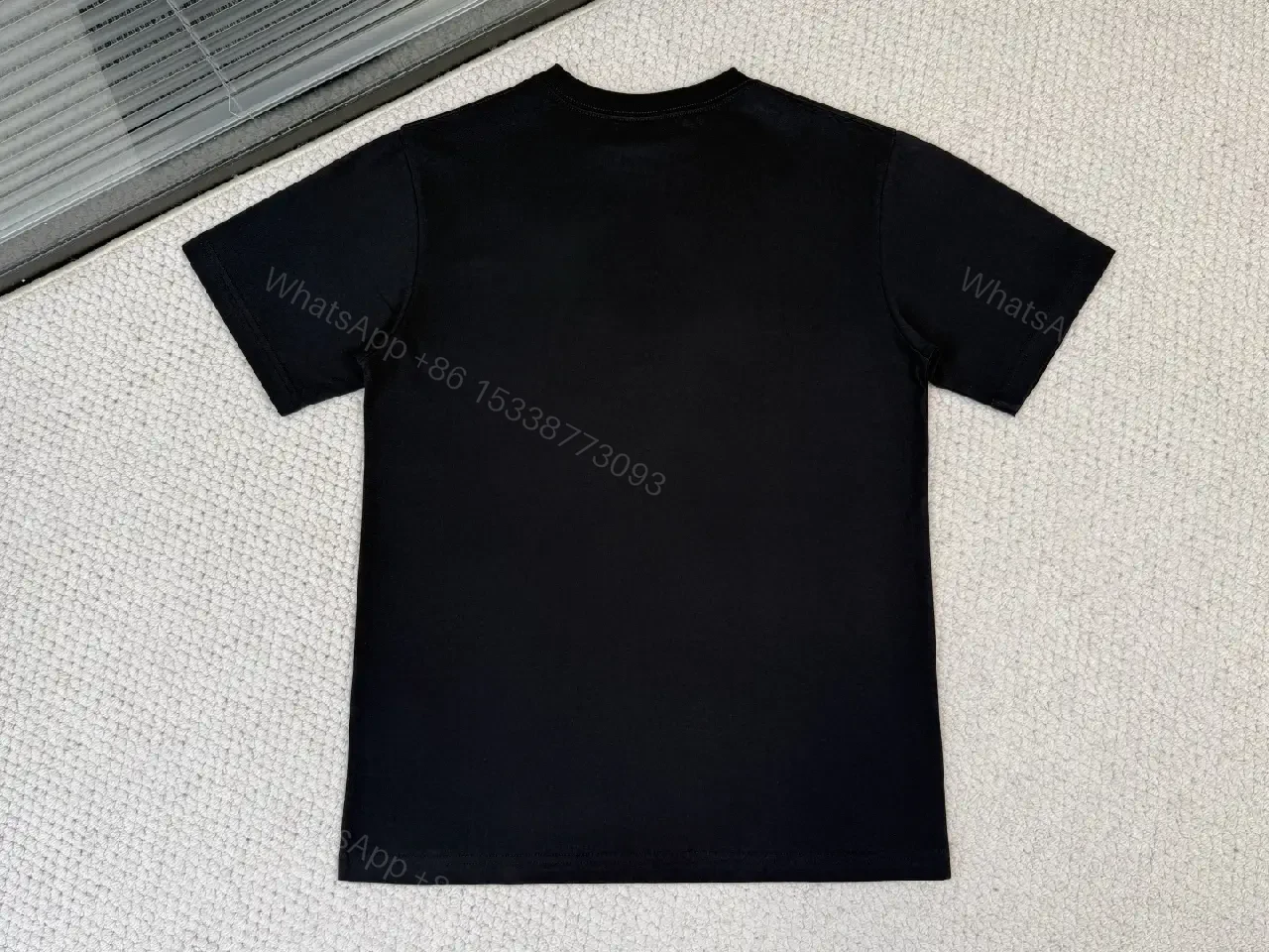 View 3 of Black Cotton Dior-Inspired Logo Tee, Minimalist Luxe, Crewneck Top