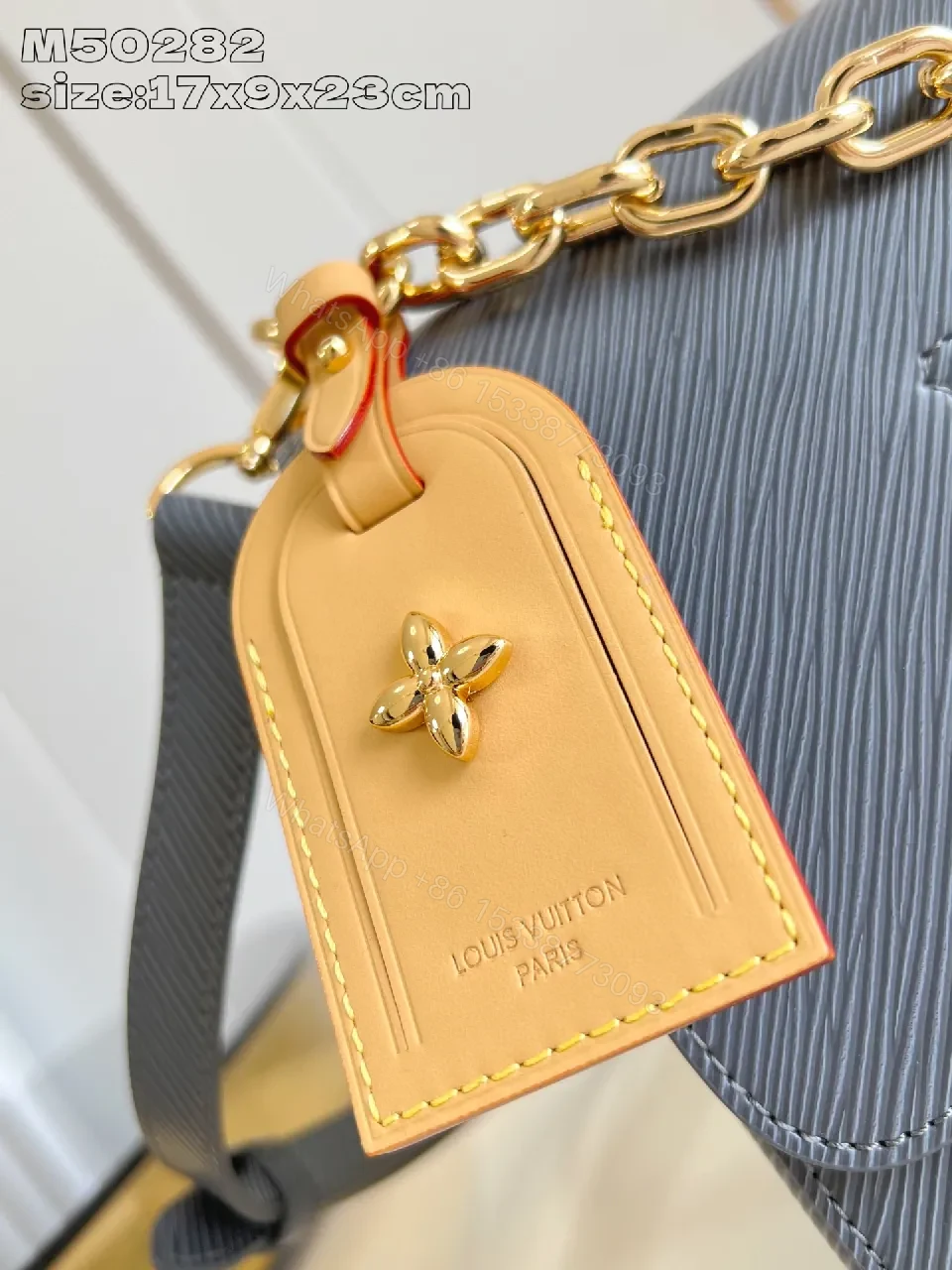 View 6 of Chic Saffiano Shoulder Bag with Gold Accent - Luxury Everyday