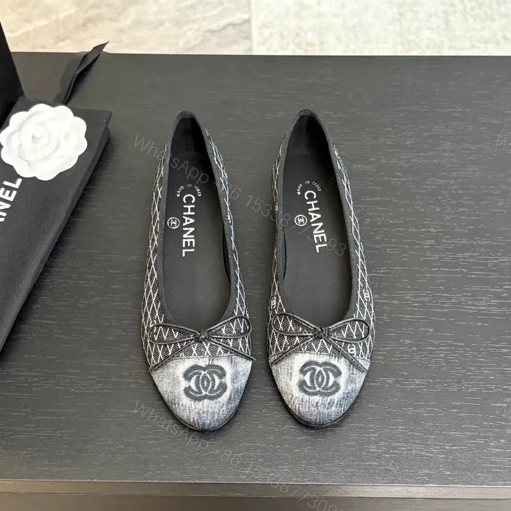 Textured Chic Flats - Logo Detailing, Everyday Luxury Shoes — view 1