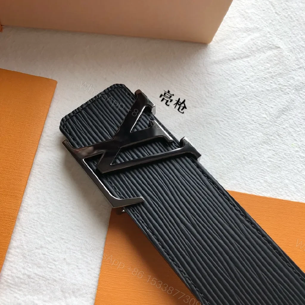 View 8 of Black Leather Wide Belt with Bold Signature Buckle