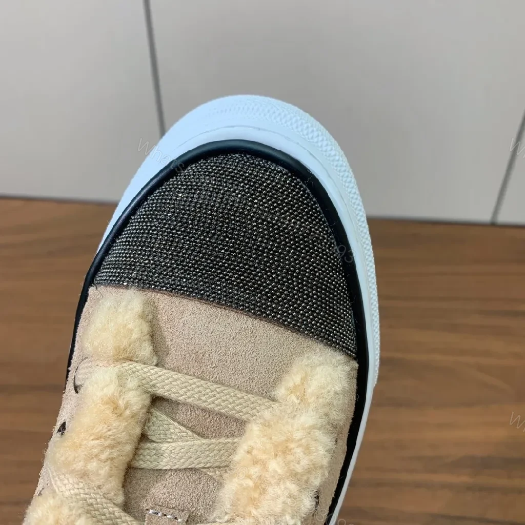 View 3 of Beige Faux-Shearling Sneaker: Luxe Chunky High-Tops