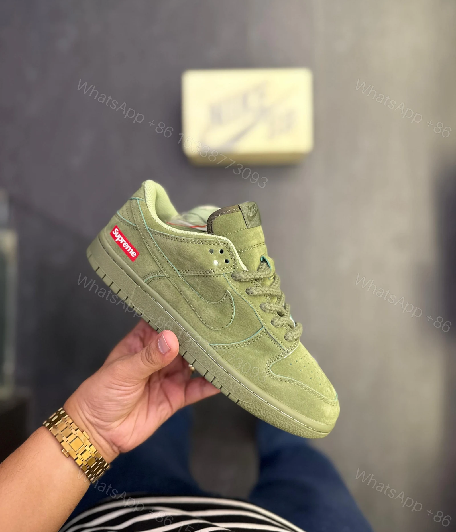 View 8 of First Copy Nike SB Dunk Supreme Olive Green