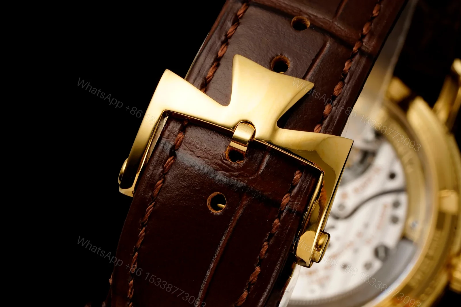 View 6 of Vacheron Constantin Dragon Replica 41MM Premium Gold Case Brown Leather Strap Tourbillon Edition RG-VC-DRAGON-GOLD-41