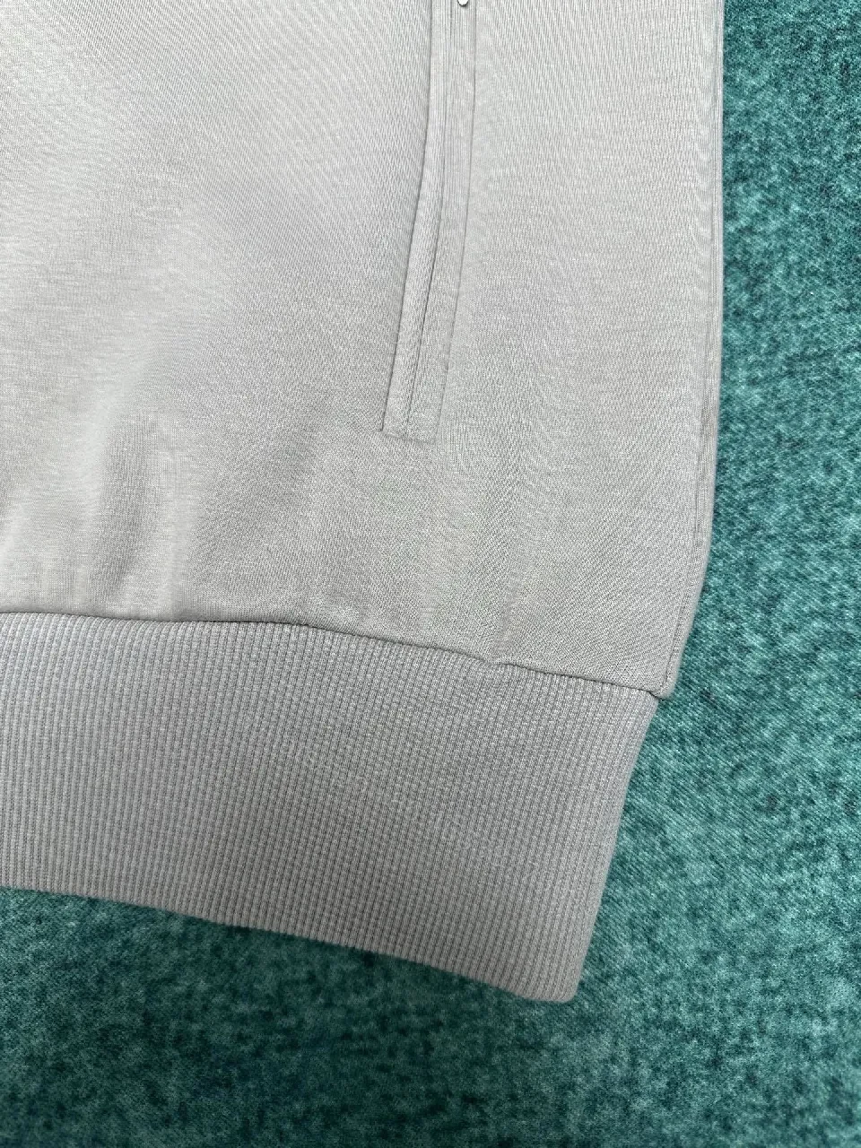 View 3 of Grey + Soft Grey Fabric + Track Jacket + Green Stripe Detail + Product Type