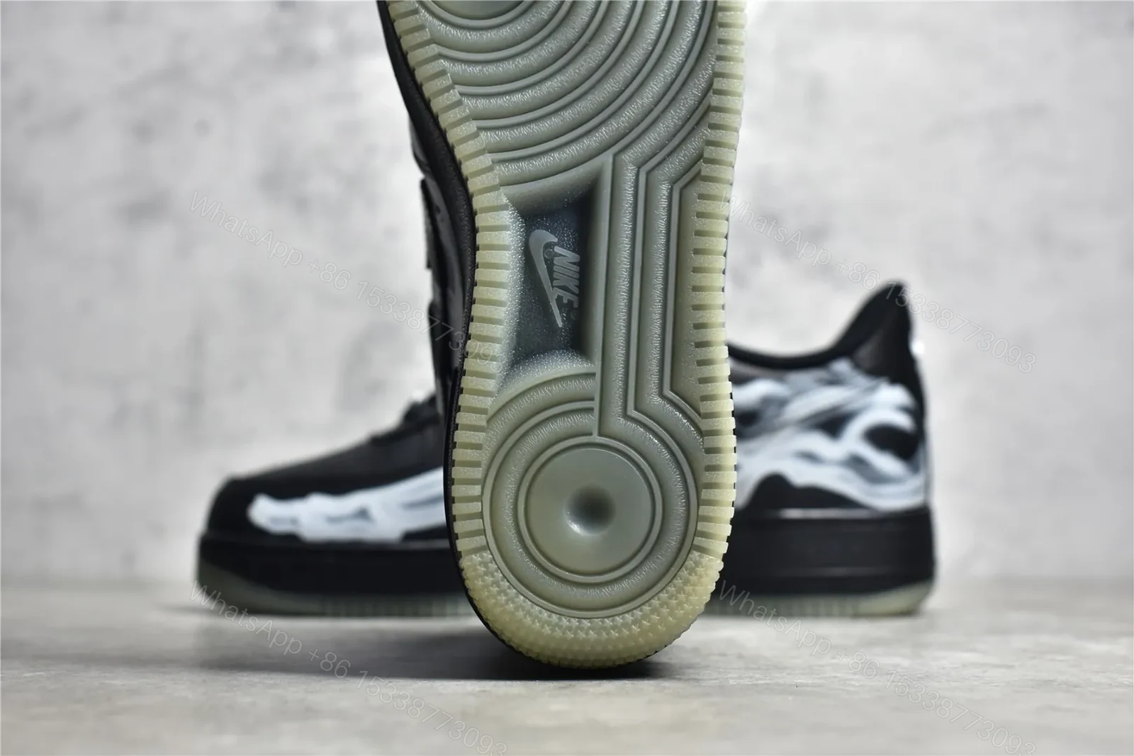 View 7 of UA Nike Air Force 1 Low Skeleton “Black on Black” Reps
