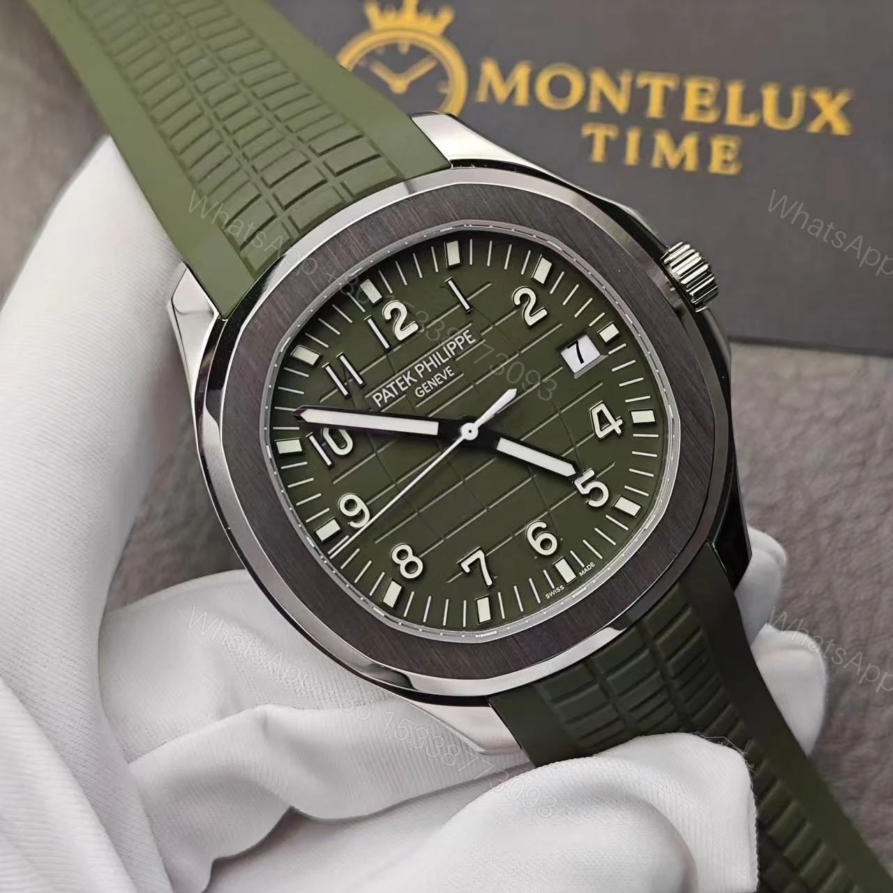 View 4 of Top Swiss Replica Patek Philippe Aquanaut Green Strap