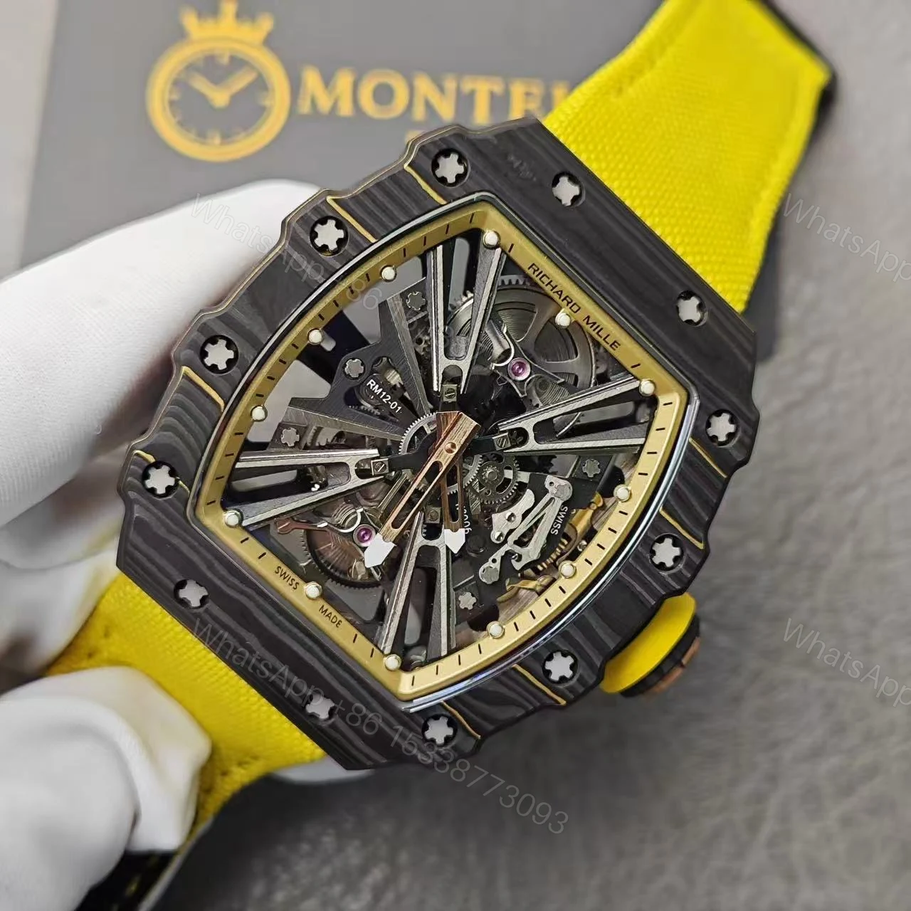 View 2 of Richard Mille Swiss Clone RM 12 01 Real Tourbillon Real Carbon