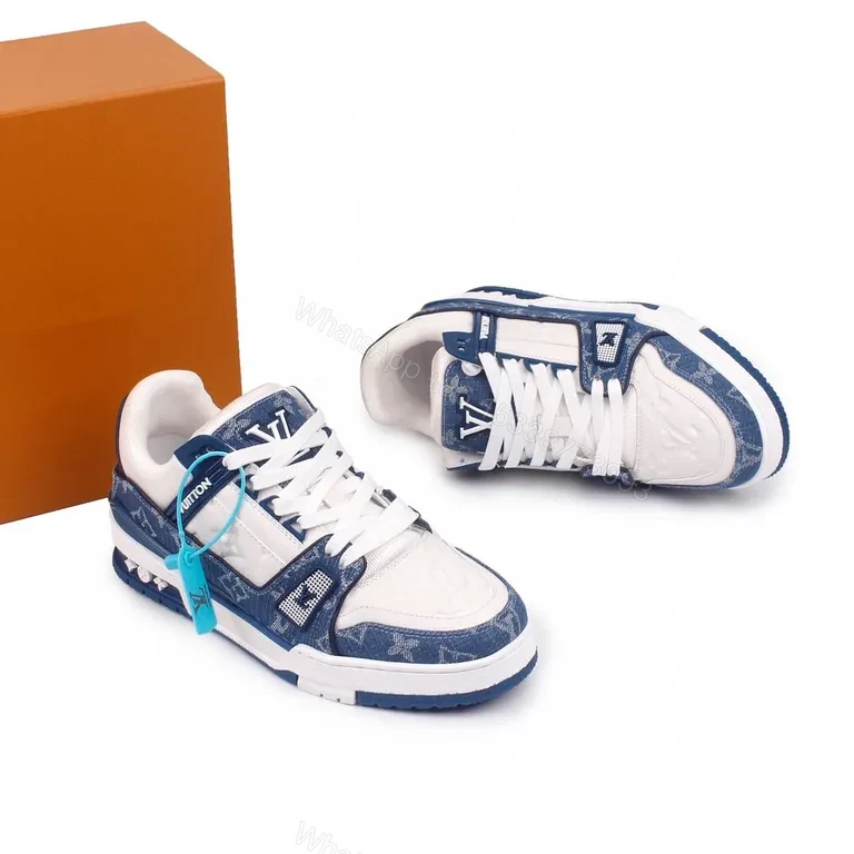 View 8 of Denim Monogram Luxe High-Top Sneakers with LV Accents