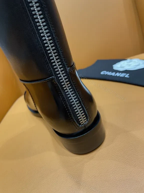 View 5 of Elegant Knee-High Leather Boots - Subtle Luxury Detailing