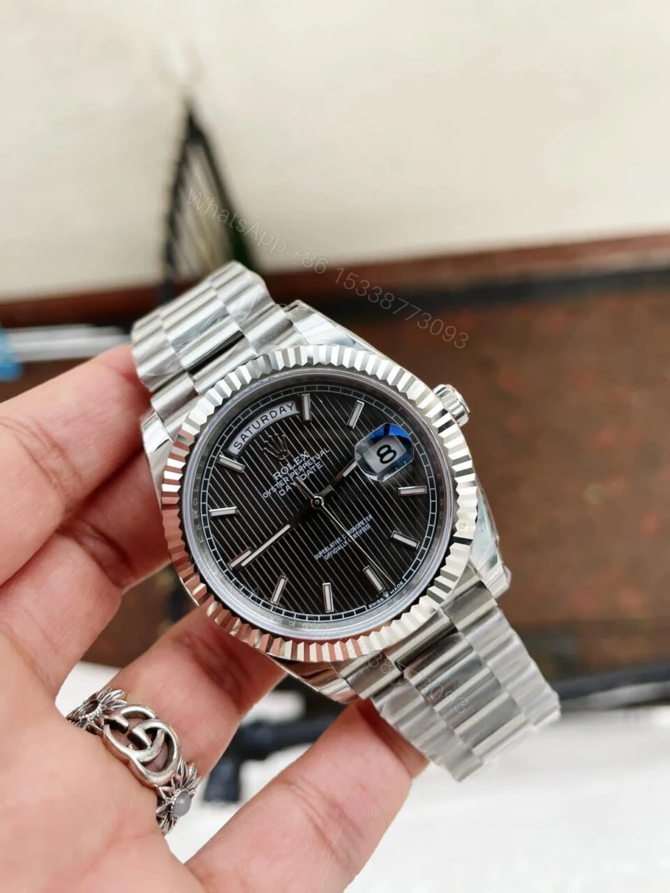 EWF Factory SS 1:1 Rolex Day Date II 228239 Best Edition Black Dial A3255 — view 1