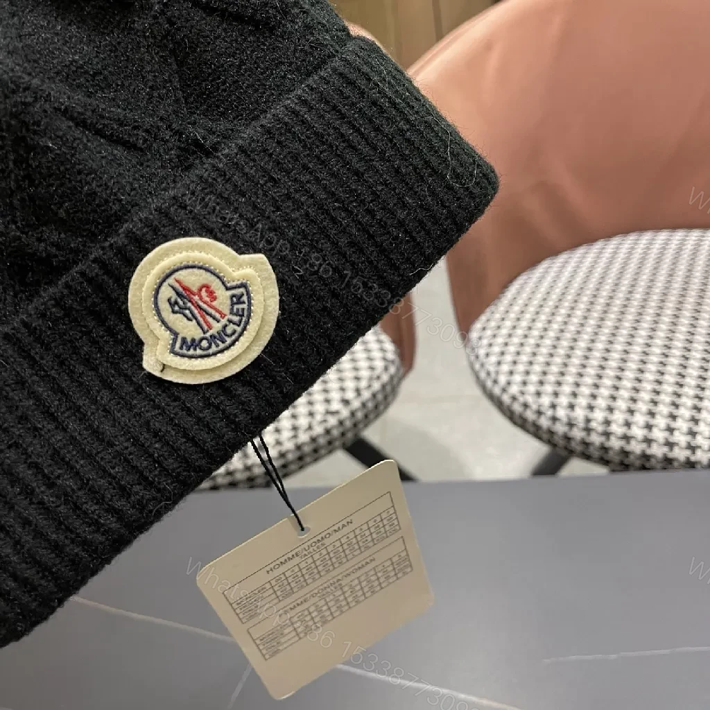 View 10 of Black Knit Beanie with Diamond Texture — Ultra-Wine?