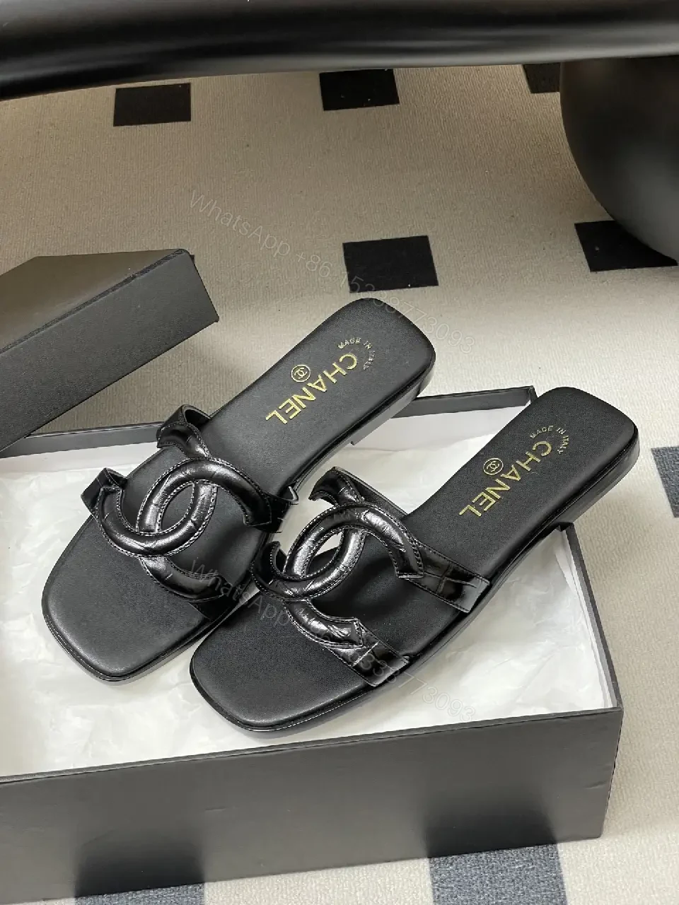 View 4 of Chic Leather Sandals: Minimalist, Cushioned, Black, Unisex Slips-ons
