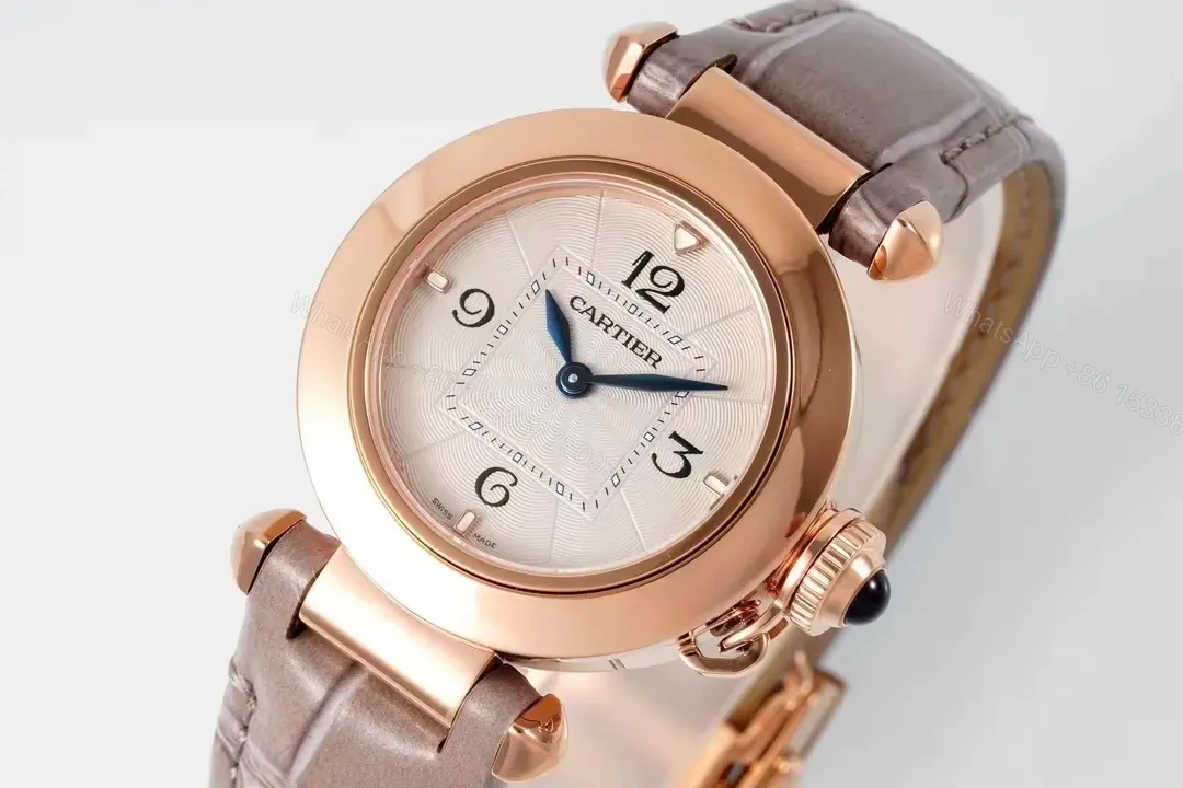 View 8 of GF Factory Cartier Pasha de Cartier Women’s Watch, Rose Gold, 30mm, Leather Strap, QuickSwitch System