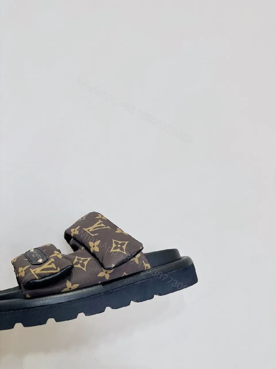 View 2 of Patterned Leather Slides: Luxe Monogram Comfort Slides