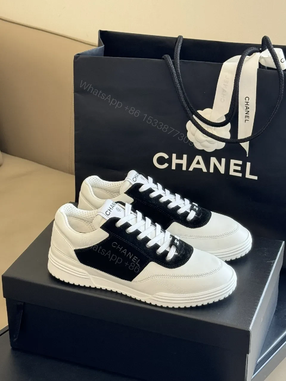 View 8 of Monochrome Leather Sneaker: Refined Comfort & Contrast