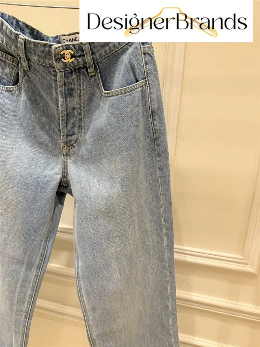 View 5 of Chanel Light Wash High-Waisted Straight-Leg Jeans