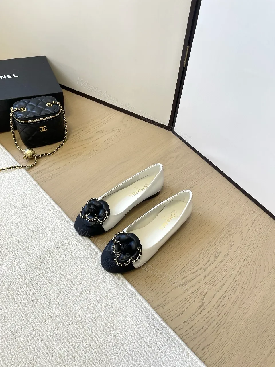 View 8 of Two-Tone Pointed-Toe Pumps with Chain Embellishment