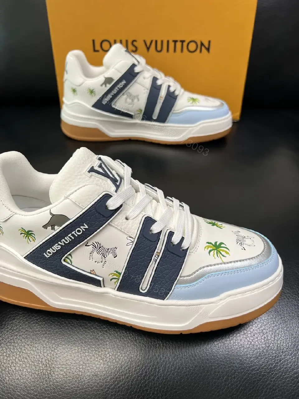 View 6 of Island Luxe Trainer: Premium Leather, Palm-Trim Sneakers