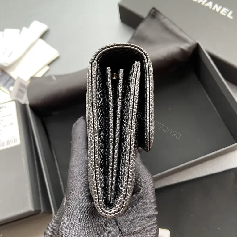 View 2 of Elegant Quilted Leather Wallet with Logo Chain - Compact Luxury Wallet