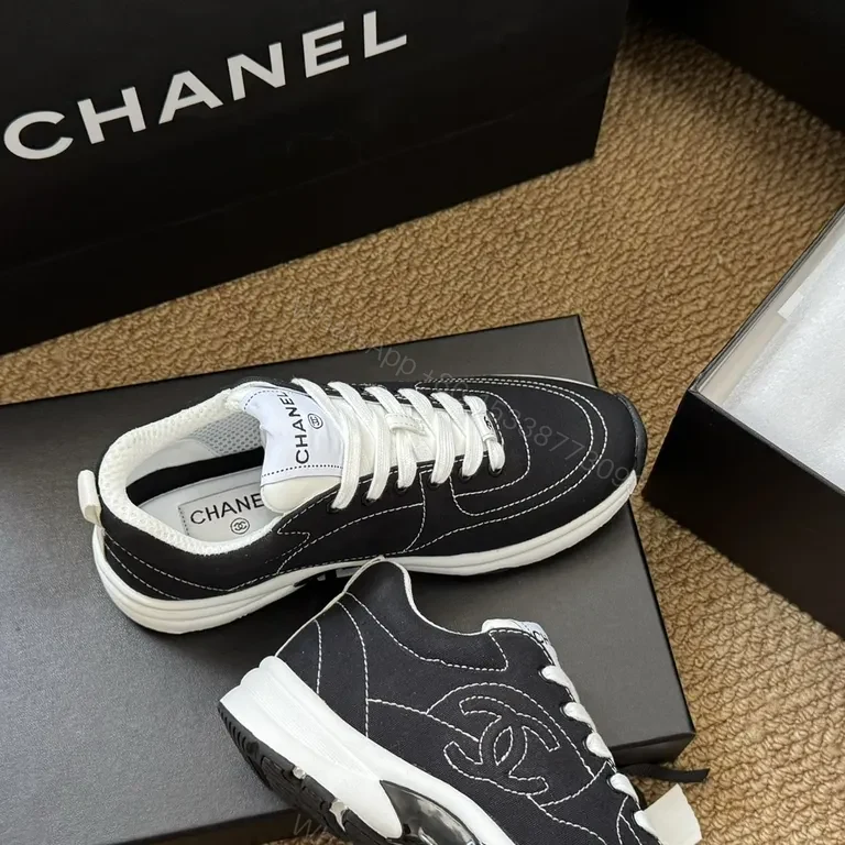 View 7 of Chanel-Inspired Black Luxury Sneaker with Visible Craft