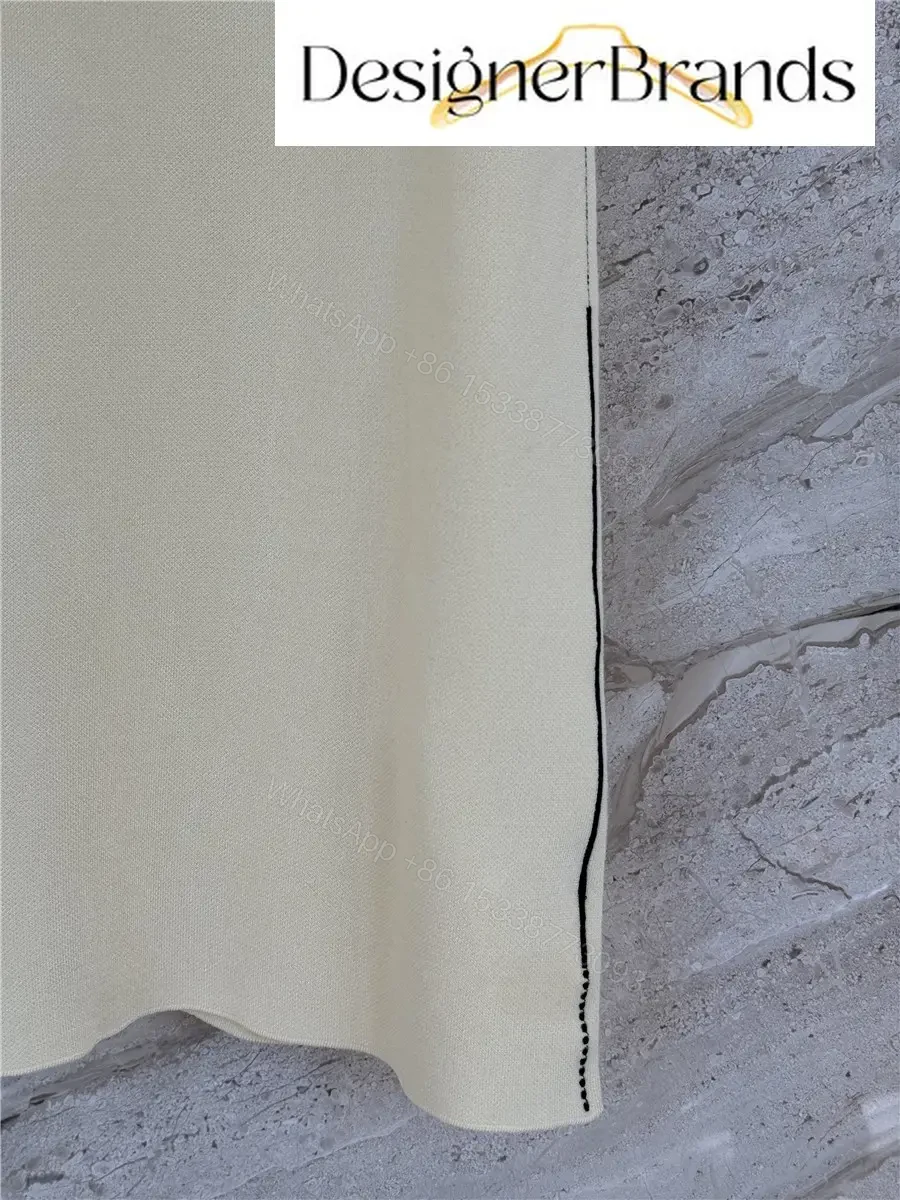 View 6 of Beige Wool Blend Vest V-Neck Modern Chanel Style Shirt