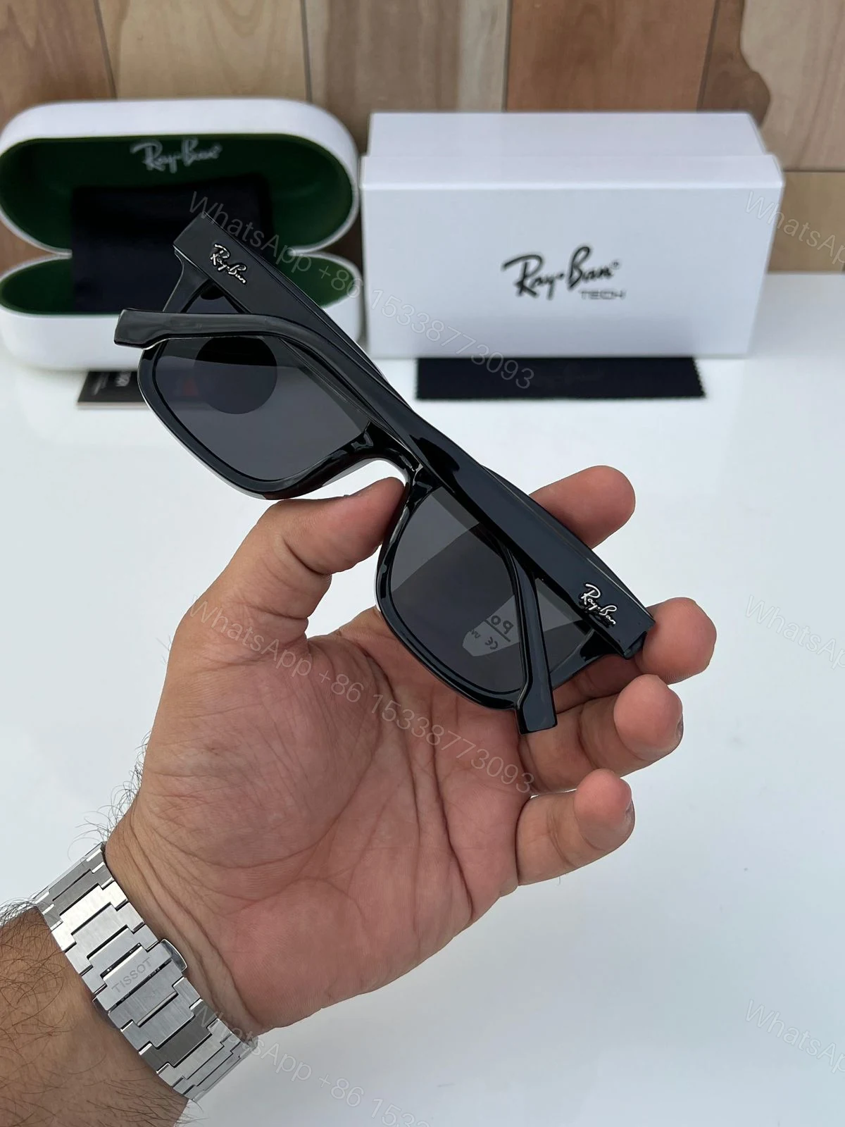 View 3 of Ray-Ban Wayfarer Tech Polarized Black