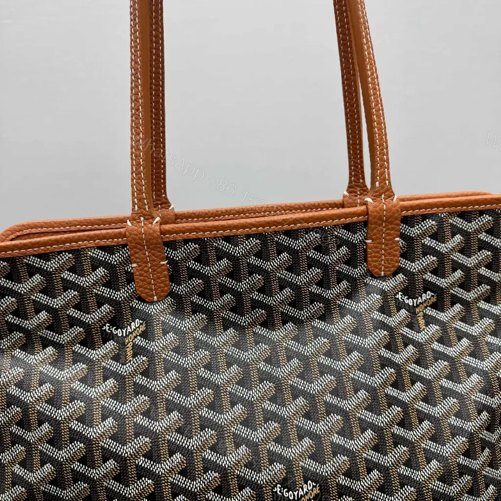 View 10 of Structured Pattern Carry-All: Leather Trim, Monogram Style Bag