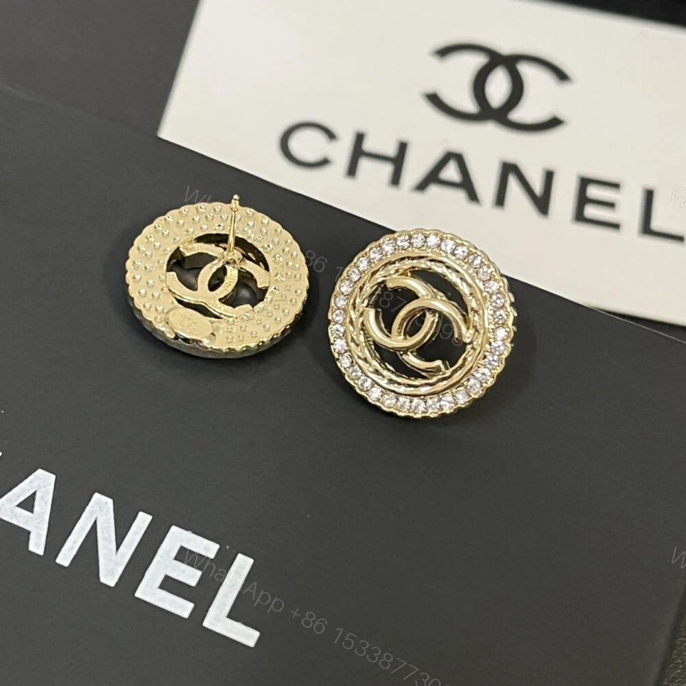 View 5 of Chanel Round Stud Earrings Gold