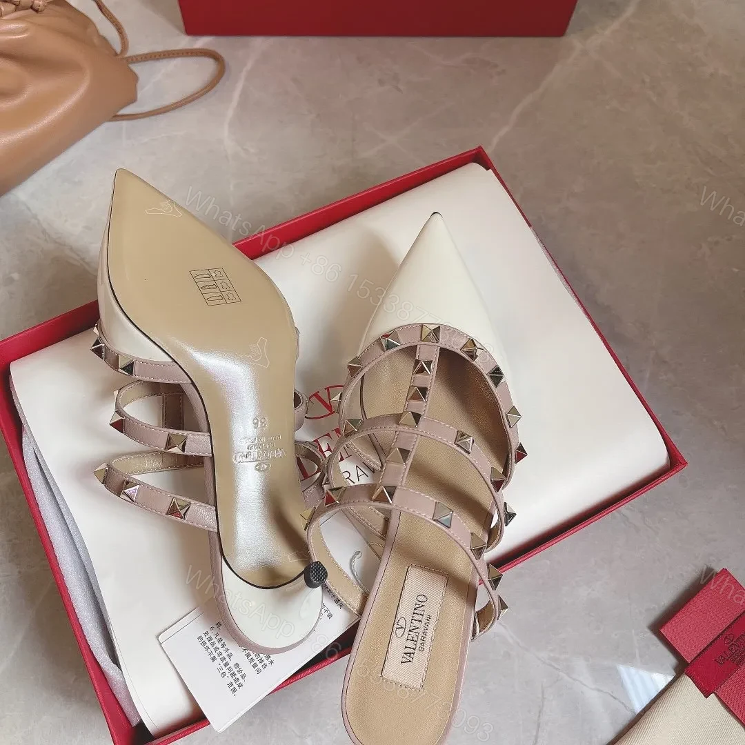 View 4 of Valentino Women White Patent Leather Studded Mules