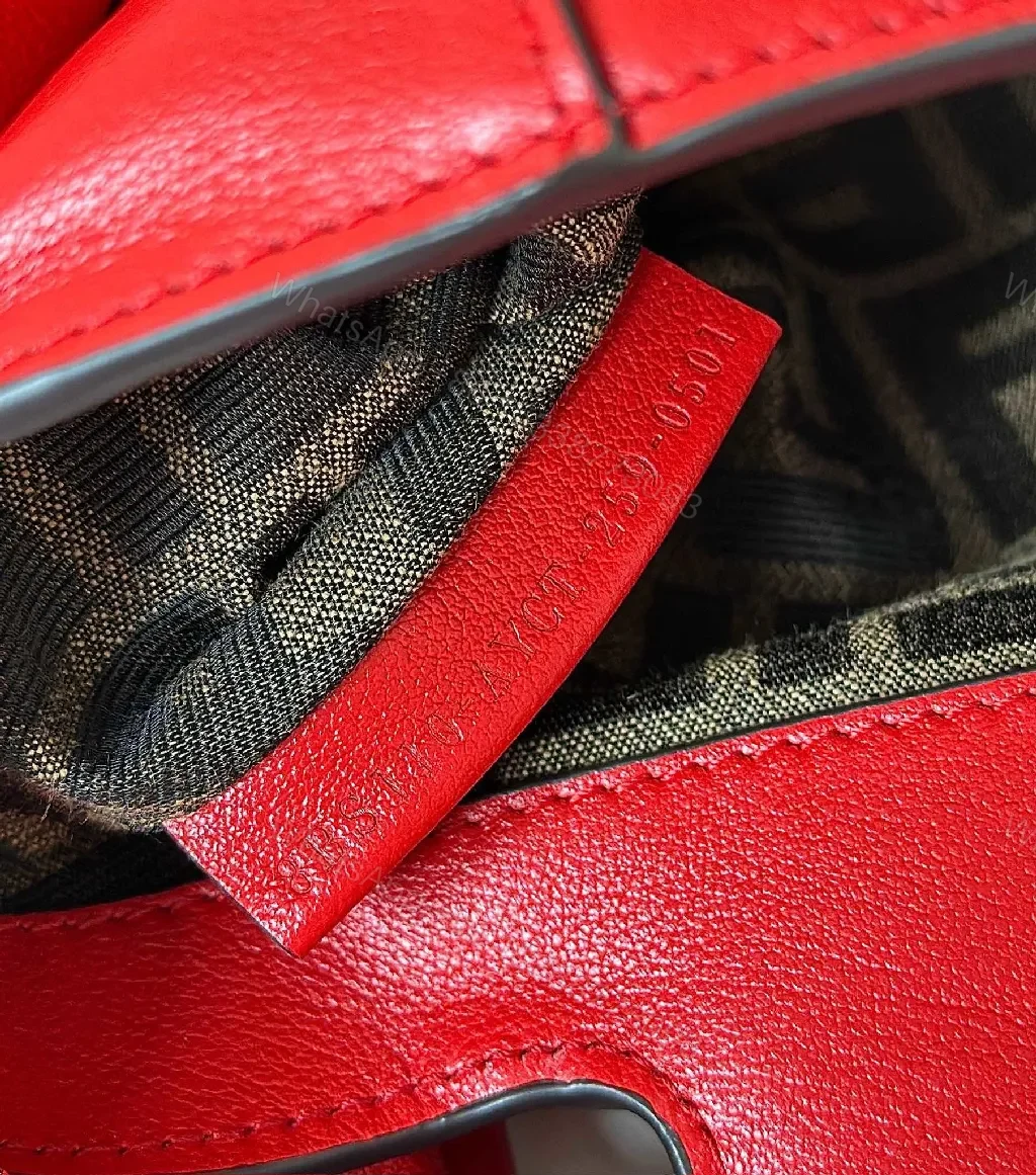 View 4 of Red Leather Knotted Mini Bag, Structured, Crossbody Ready