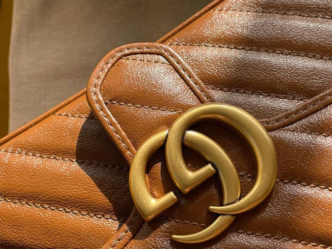 View 4 of Gucci Marmont Women’s Handbag Super Brown Smooth Leather 22cm
