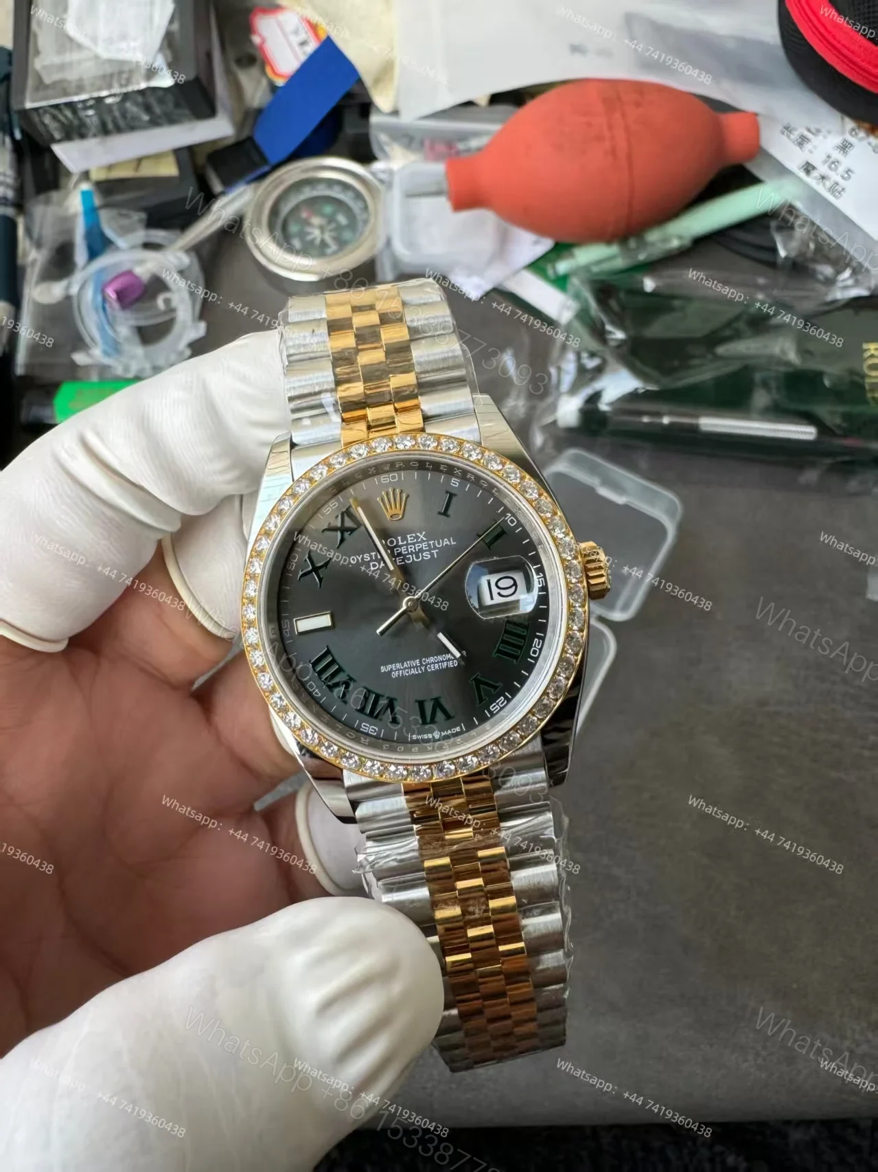 View 4 of Rolex Datejust M126283RBR-0021 1:1 Replica Roman Dial Diamond-Set Bezel 36MM 3235 Movement Super Clone Watch