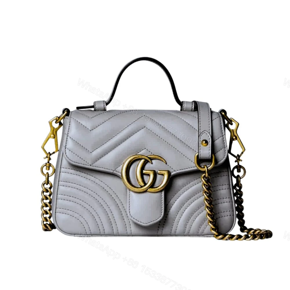 Gucci GG Marmont Matelassé Chevron Mini Top Handle Bag Light Grey 21Cm 547260 AABZC 1712 — view 1