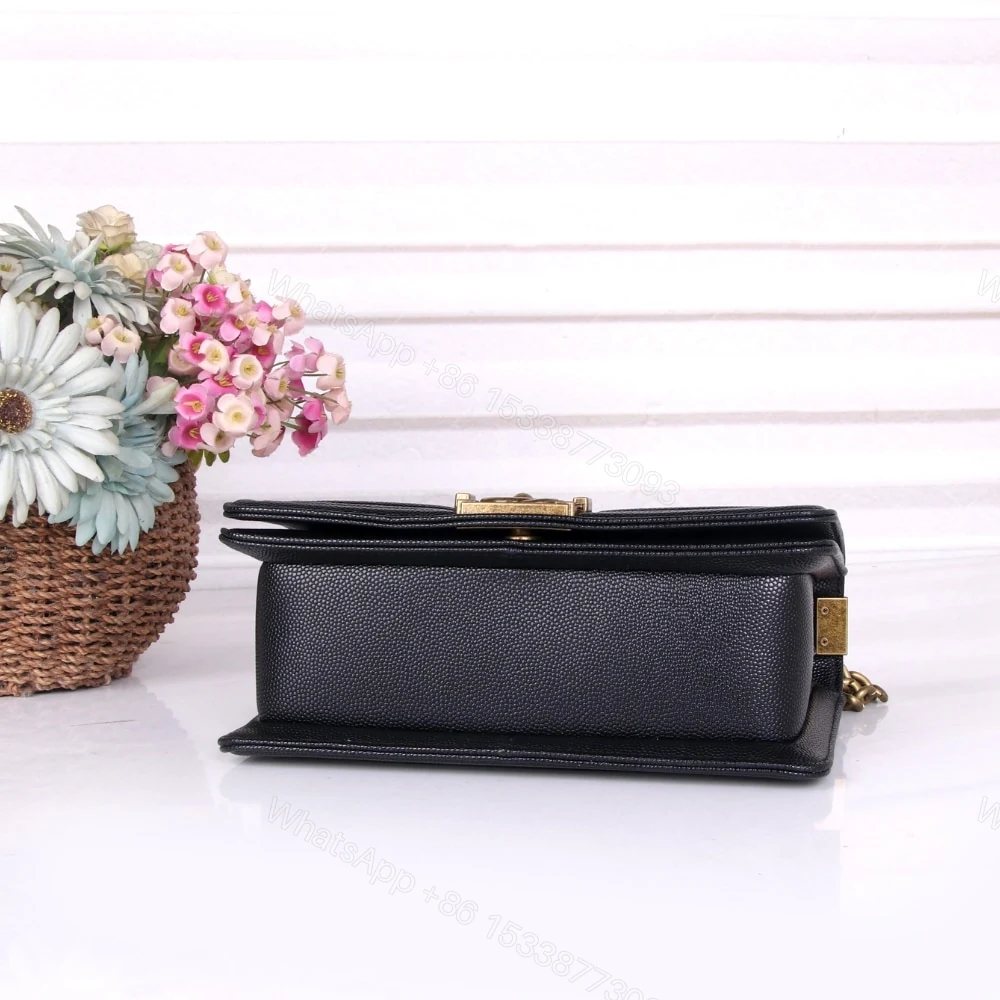View 4 of Chanel Medium Boy Bag Black Gold Hardware 25Cm