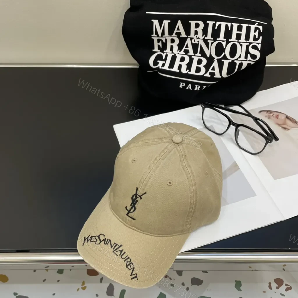 View 4 of Beige Canvas Cap | Six-Panel Comfort + Signature Monogram Details