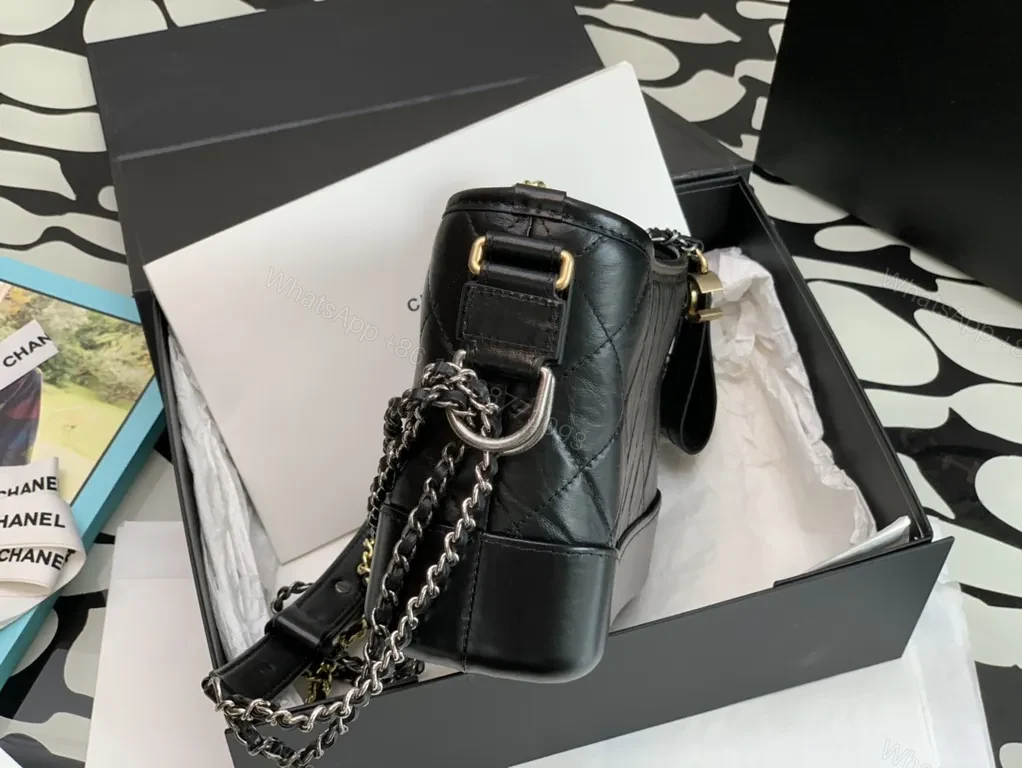 View 6 of Chanel-Inspired Quilted Black Leather Crossbody: Refined Shine