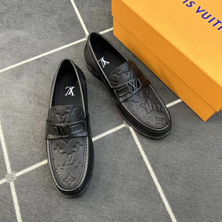 View 3 of Refined Monogram Leather Driver â€“ Black Oxford Loafer