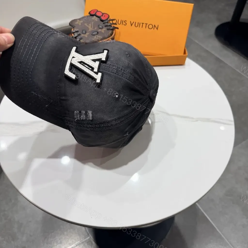 View 7 of Dark Essentials Black Cap with Subtle LV Accent