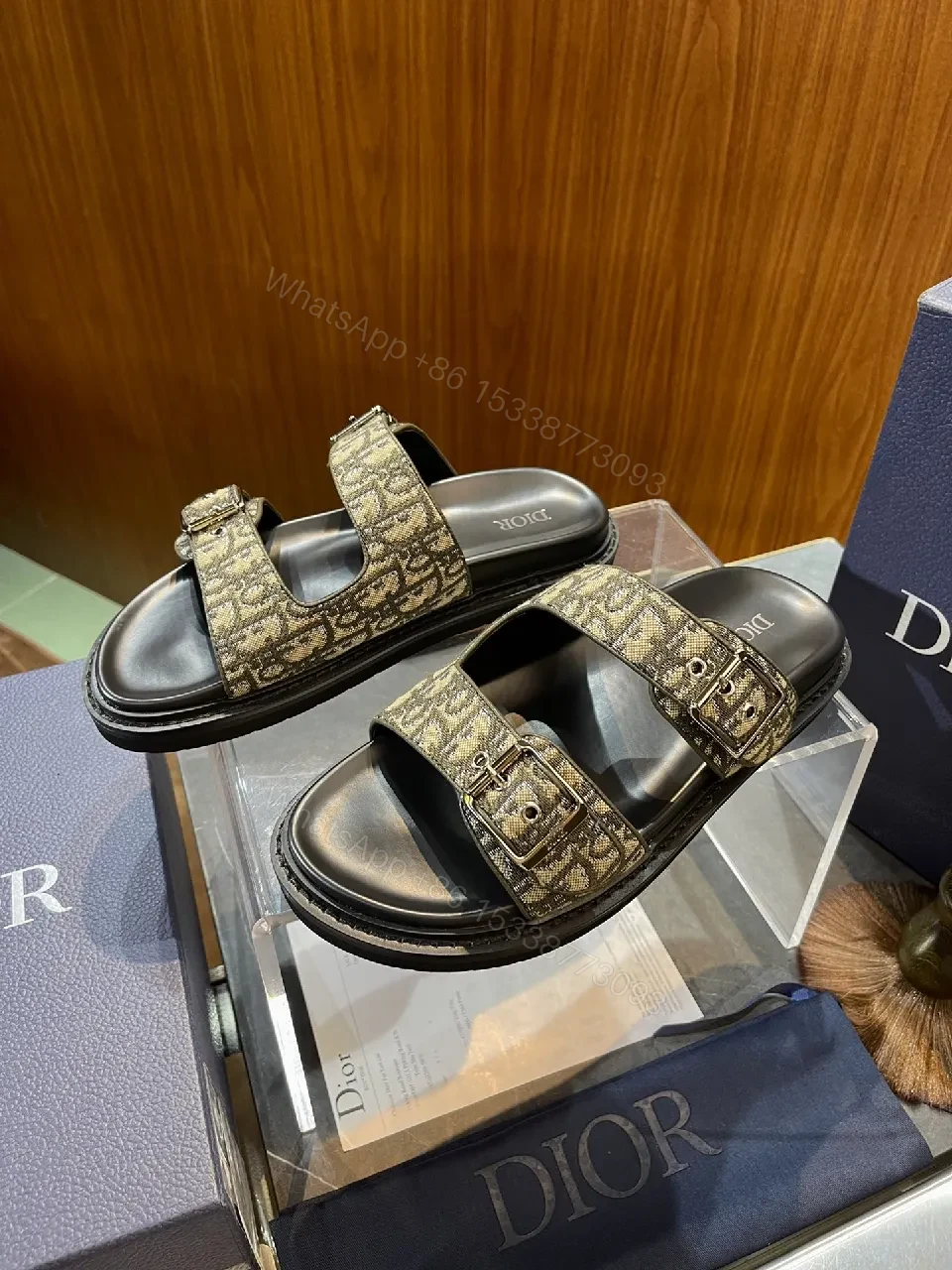 Gold-Threaded Monogram Sandals: Effortless Luxe Footwear — view 1