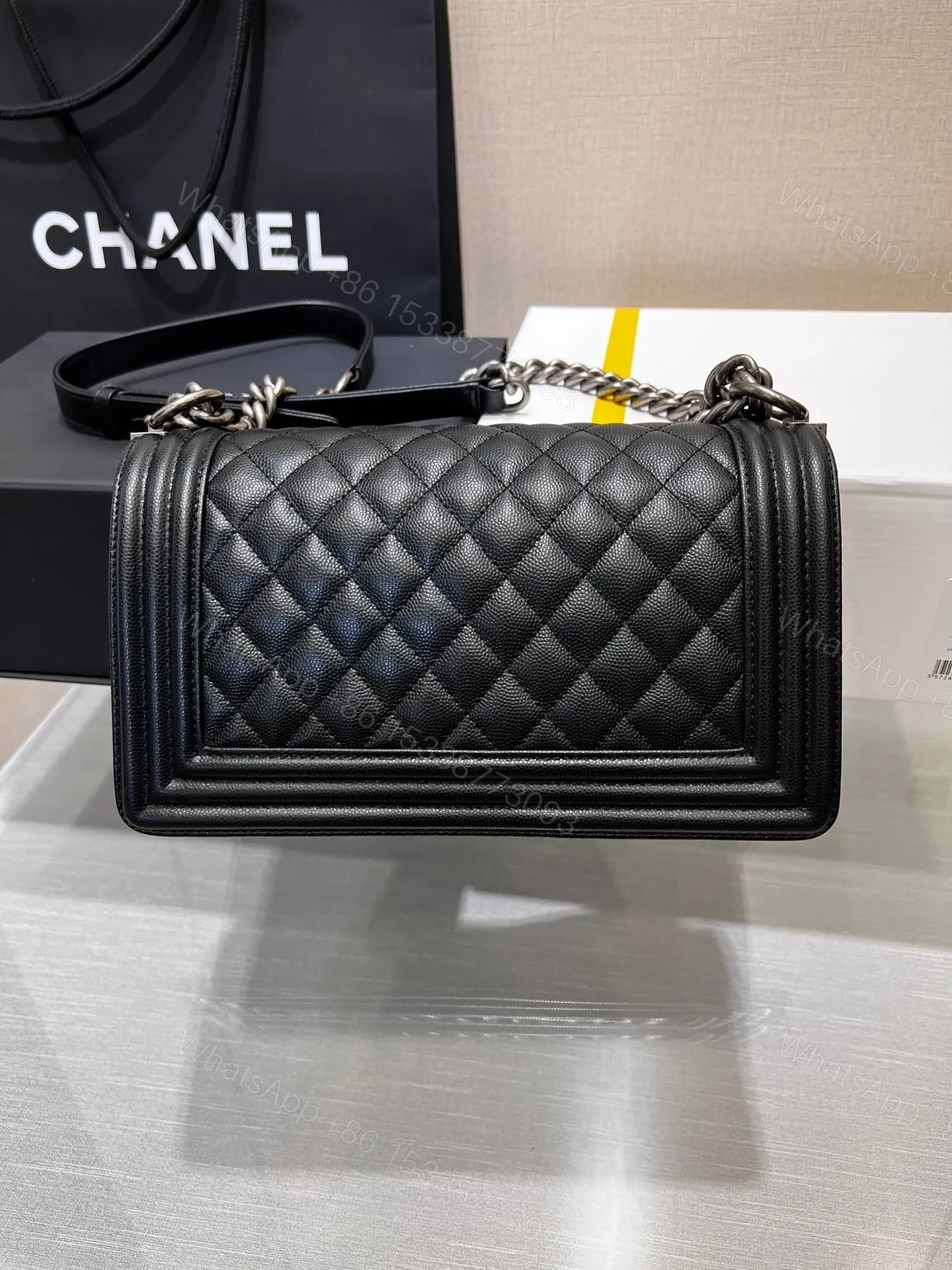 View 4 of Chanel Boy Black Sliver Hardware Woman’s 20cm
