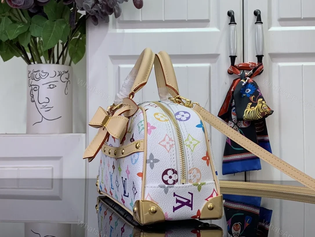 View 5 of Vibrant Monogram Satchel: Multicolor, Structured Leather Bag
