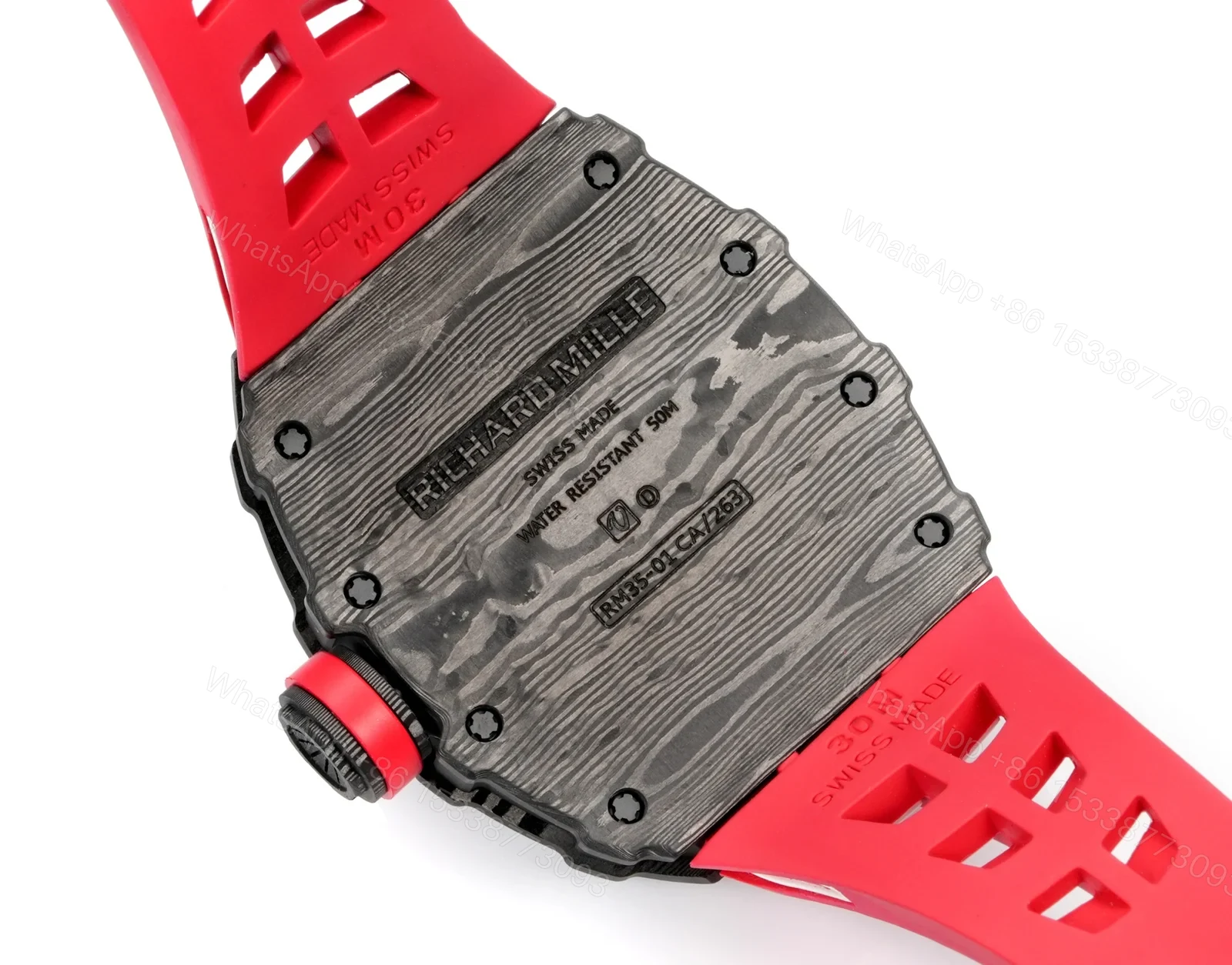 View 8 of Richard Mille RM35-01 Rafael Nadal Carbon Fiber Black Red Skeleton Watch RM3501-BBR1