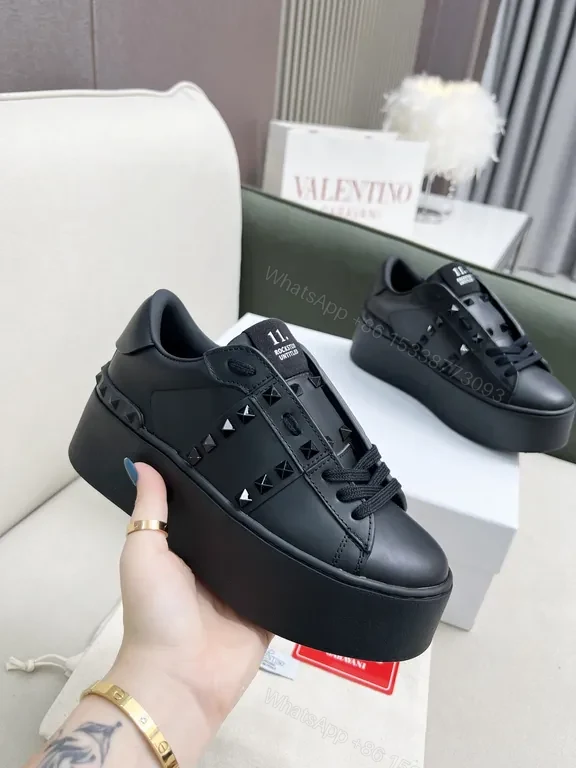 View 8 of Valentino Garavani Black Leather Studded Luxury Sneakers