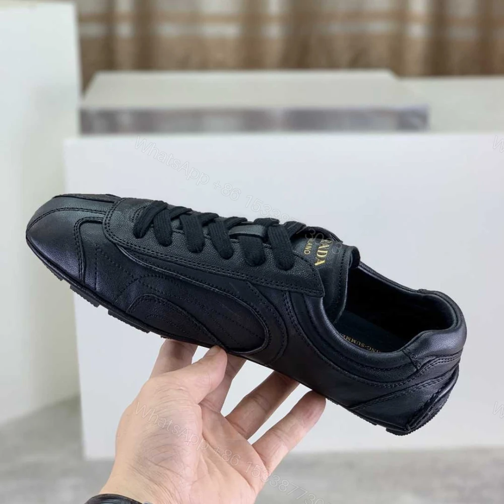 View 7 of Prada Montecarlo Re Edition 2005 Antiqued Nappa Leather Sneakers Black