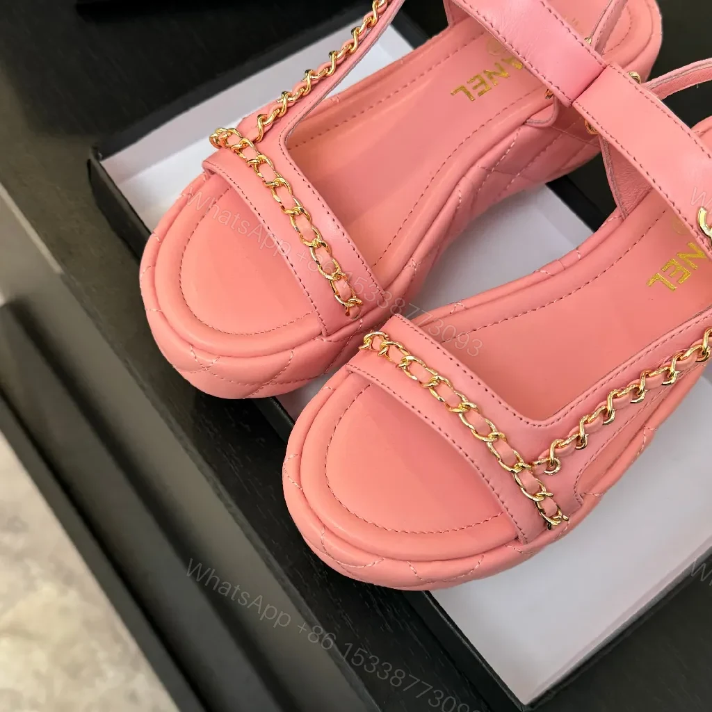 View 4 of Pretty in Pink Sandals: Leather, Gold-Hardware Chic Flats