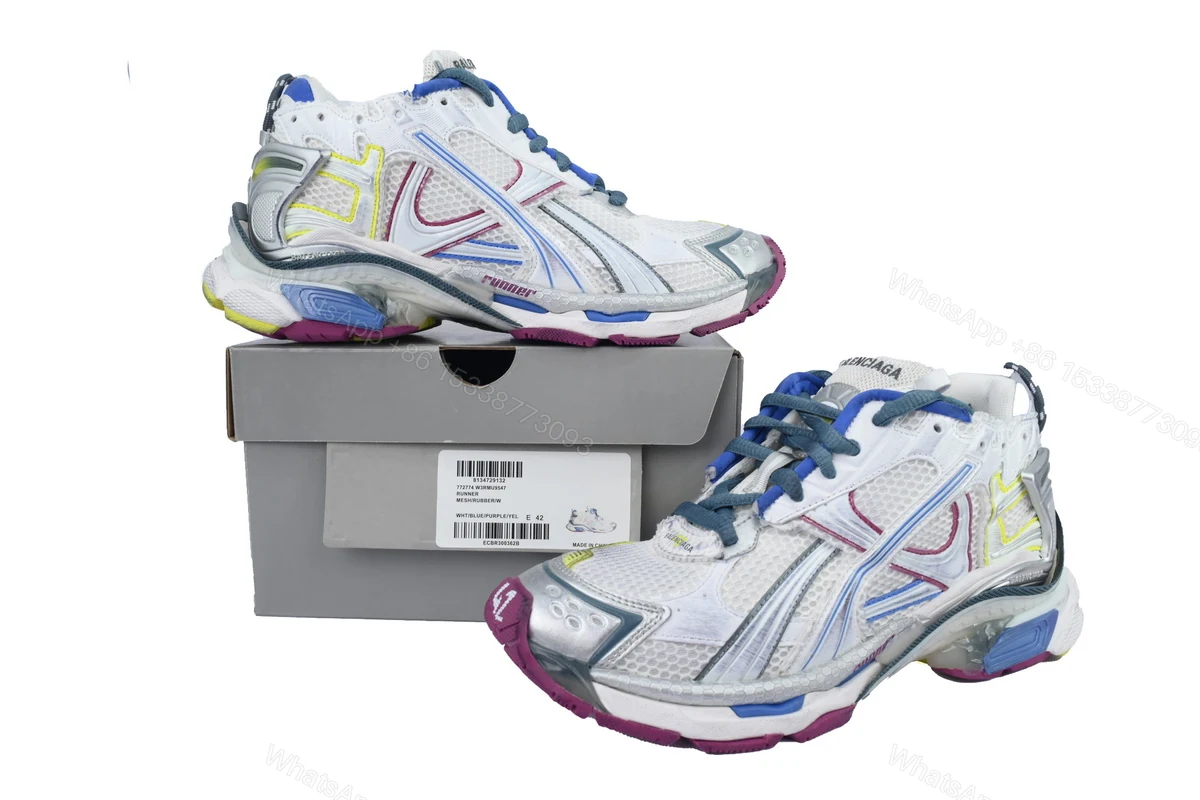 View 5 of Balenciaga Runner Sneaker 'White Purple Blue' 772767 W3RMU 9547
