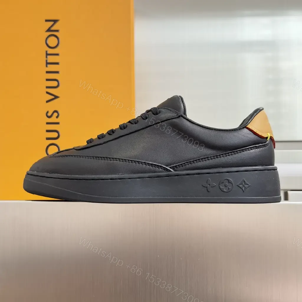 View 4 of Black Calf Leather Low-Top Sneakers Minimal Luxury Detail