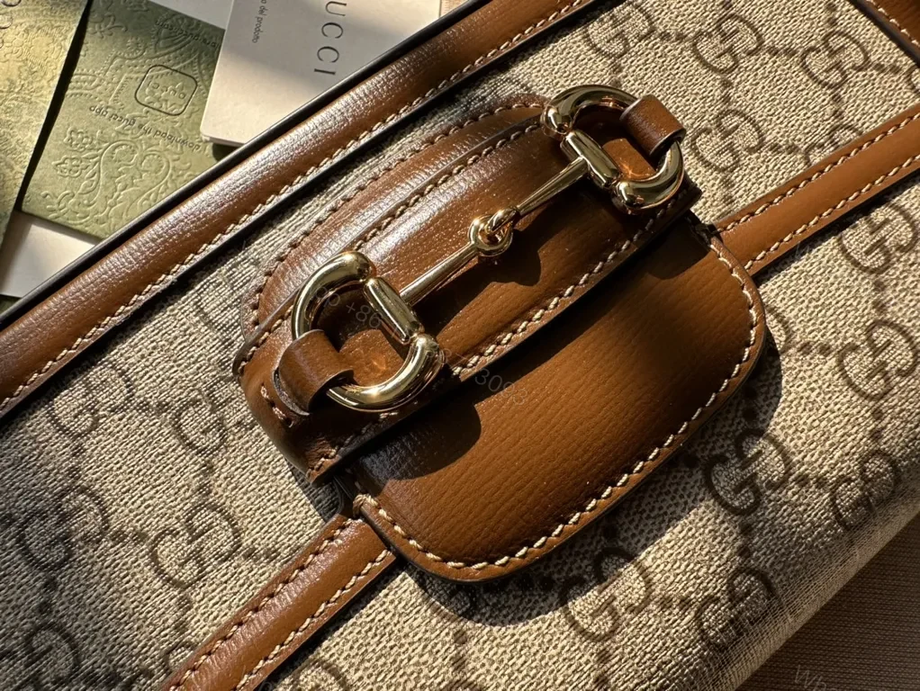 View 2 of Chic GG Crossbody with Horsebitâ€”Caramel Leather Trim Bag
