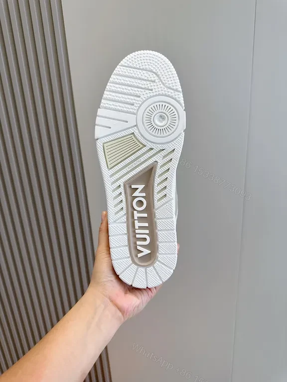 View 9 of White & Gray LV-Inspired Runner: Luxe Texture, Bold Details Sneaker