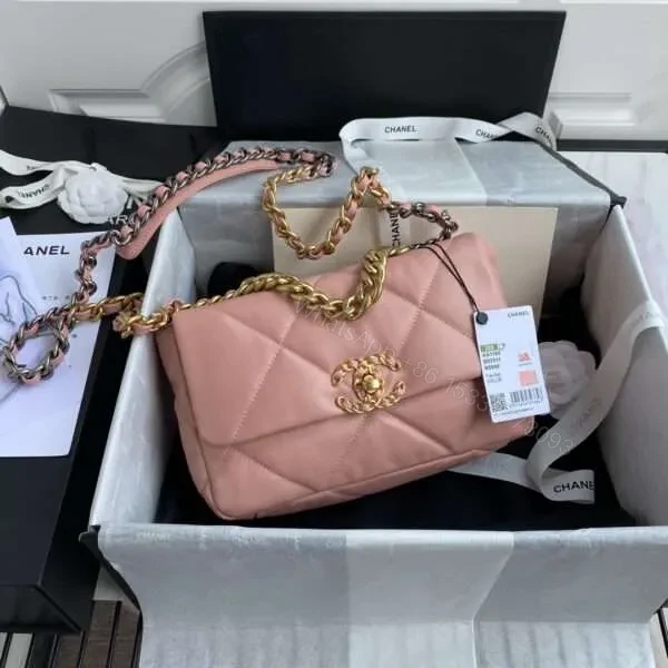 Chanel C19 Like Auth Handbags Pink Smooth Leather Mix Handle 26cm — view 1